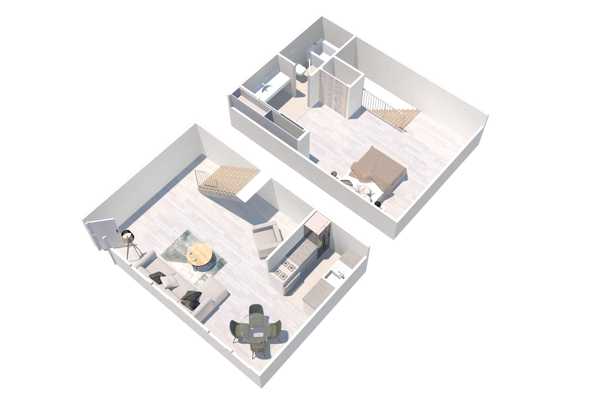 Floor plan for 1 bed, 1 bath, 610 sqft